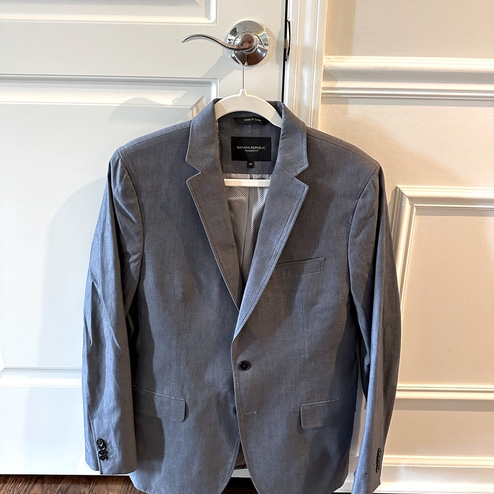 Mens Banana Republic Gray/Blue Blazer 40R